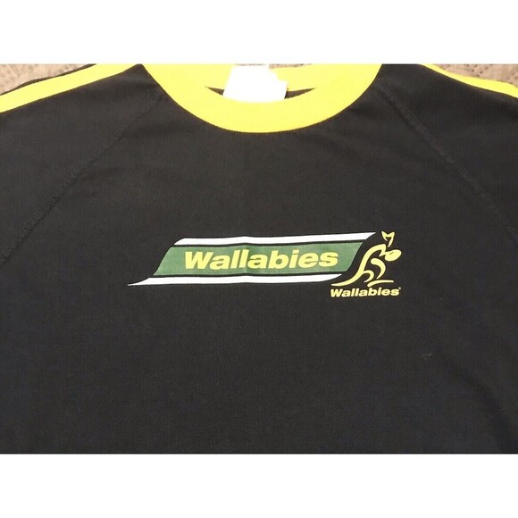 Wallabies Official Rugby Short Sleeve Tee XL VTG Navy Yellow Green Thick Shirt - Picture 2 of 10
